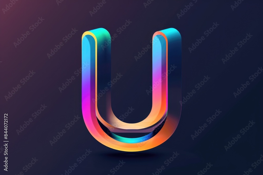 A single colorful letter U on a dark background, great for use in educational or design contexts A single colorful letter U on a dark background, great for use in educational or design contexts