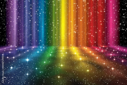 A Colorful Rainbow With Sparkling Stars Background