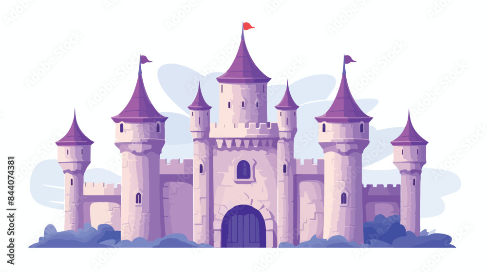 Cartoon castle medieval fortress icon. Clipart imag