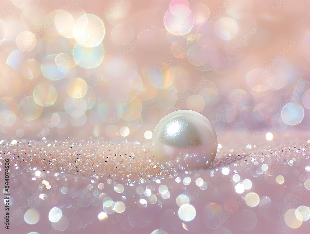 A white pearl sits on a bed of glitter A white pearl sits on a bed of glitter