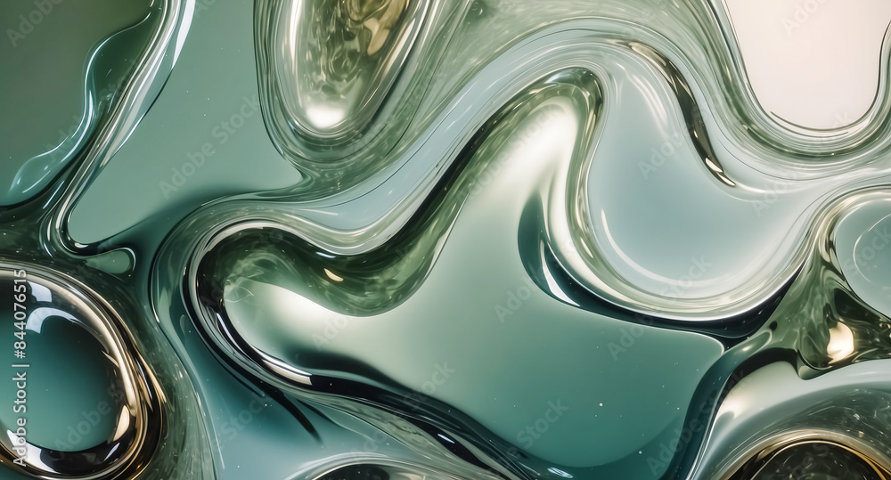 Abstract Green Liquid Swirls