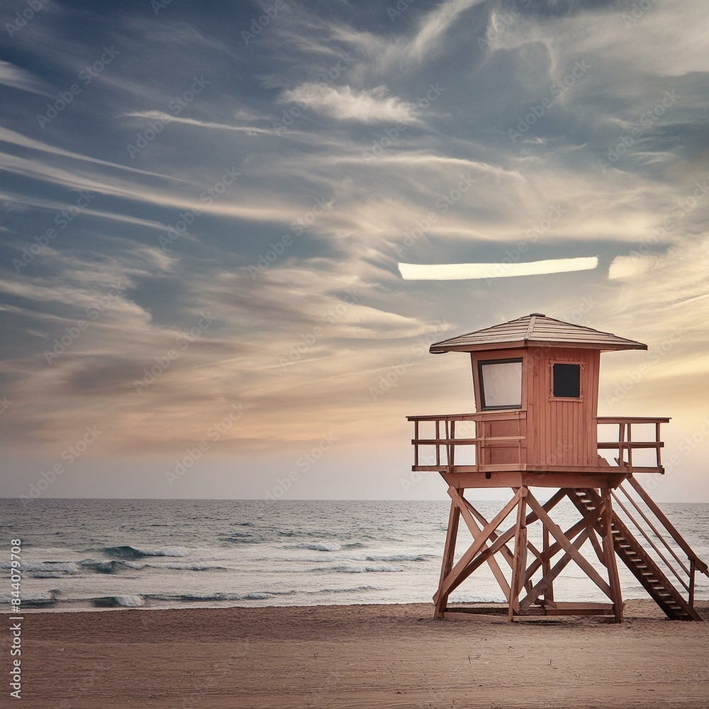 lifeguard tower at sunset lifeguard tower at sunset
