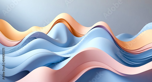 Abstract Wave Pattern in Blue, Pink and Yellow