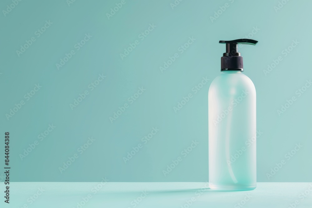 Frosted Glass Bottle on a Blue Background Frosted Glass Bottle on a Blue Background