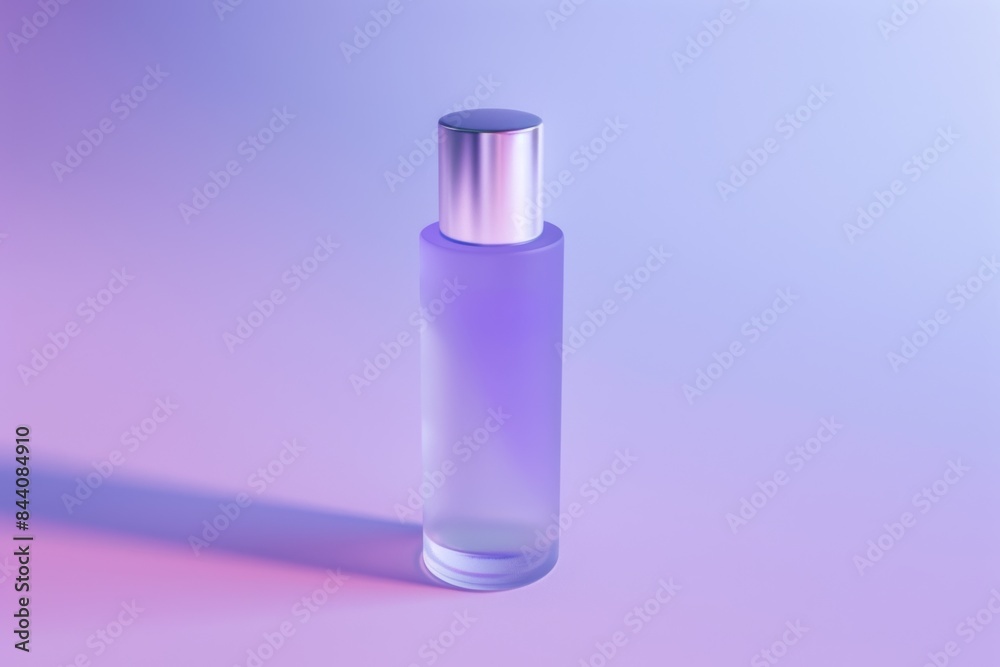 Frosted Glass Bottle on Purple Background Frosted Glass Bottle on Purple Background