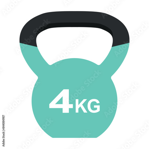 Kettlebell green Vector icon isolated on white background, Workout gym tools, accessories. Sport equipment, Gym time concept. green kettlebell 4 kg icon, sport training and fitness design element.