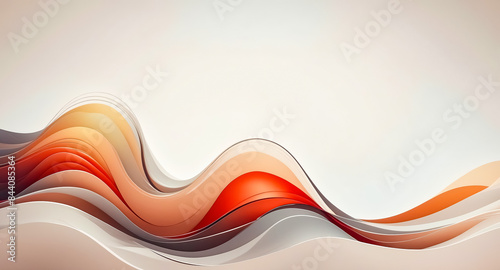 Abstract waves in red, orange and grey colors