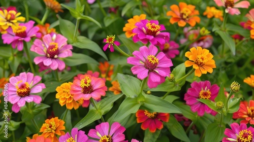 Colorful and vibrant pink zinnias