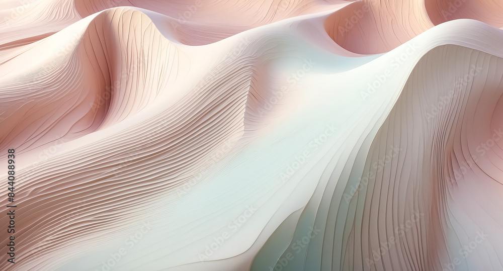 Abstract Beige and White 3D Wave Background