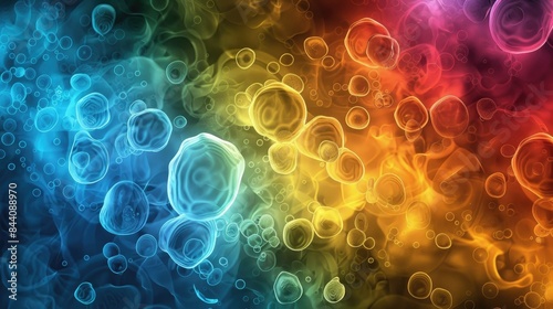 carbonized bacterial cells in different colors abstract background photo