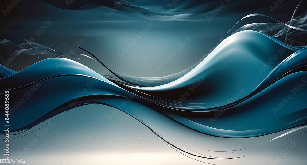 Obraz premium Abstract blue and black wave background