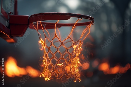 "Intense Basketball Net Filter Capturing Game Heat"