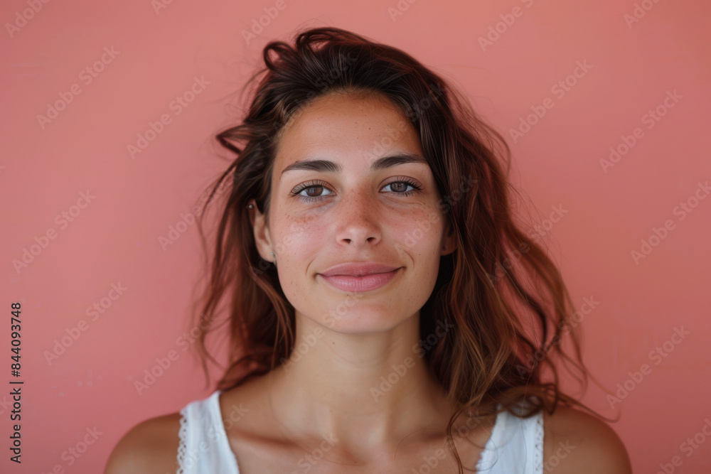 Fototapeta premium A close up portrait of a young woman with a subtle smile