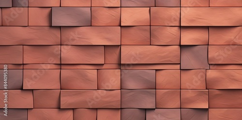 terracotta tiles textured background featuring a variety of square and red bricks, including a large square, arranged in a row from left to right photo