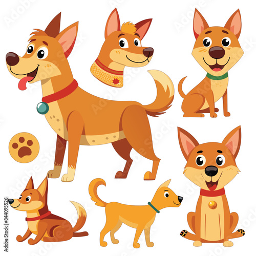 Vector set of different dog breeds