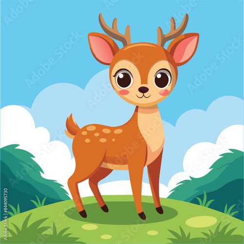 Cartoon deer in the grass