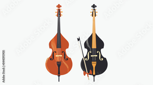 Double bass flat web icon. Double bass logo design.