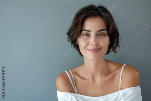 A close up portrait of a young woman with a subtle smile