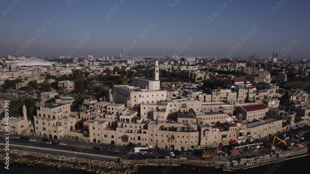 Aerial Photograph Of Jaffa With St. Peter’s Church. During A Sunny Day, israel Aerial Photograph Of Jaffa With St. Peter’s Church. During A Sunny Day, israel