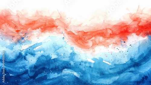 watercolor mixture from blue to red, depict the entire gradient palette of blue and red turning to purple in watercolors in a wave like way 