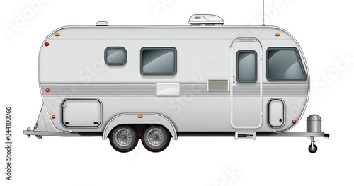A white trailer with a black wheel