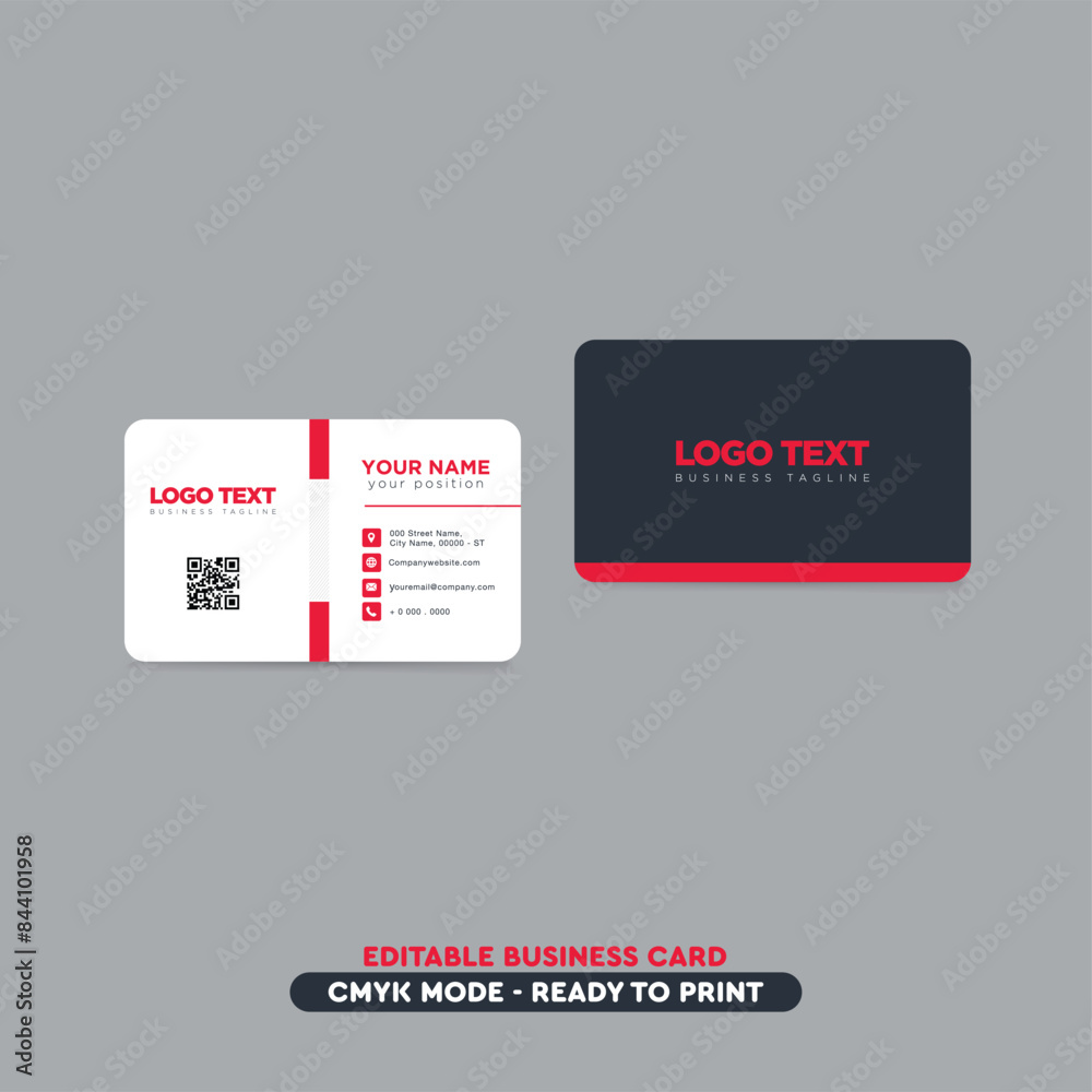 Modern Vector Creative and Clean Business Card QR code Template , Double-sided Business Card design. Red and white background. Flat Design Vector Illustration. Modern Vector Creative and Clean Business Card QR code Template , Double-sided Business Card design. Red and white background. Flat Design Vector Illustration.