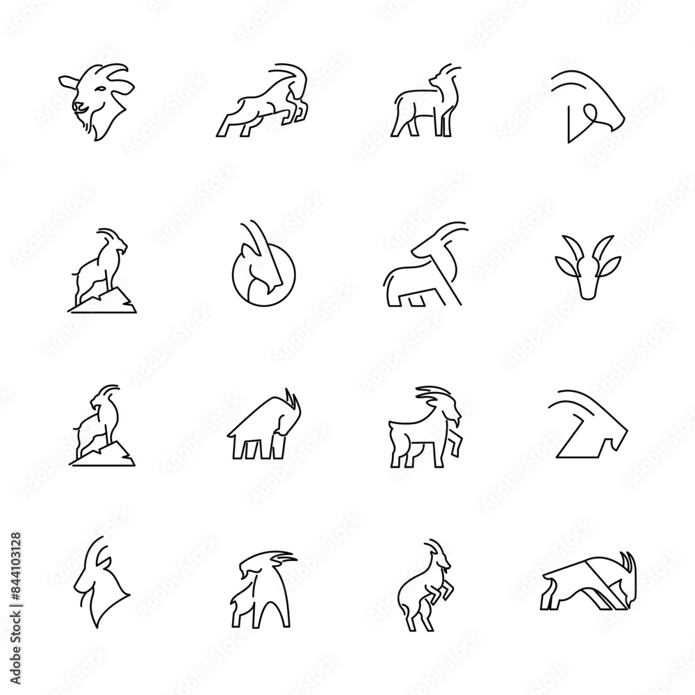 Goat black line logo icon design illustration Goat black line logo icon design illustration