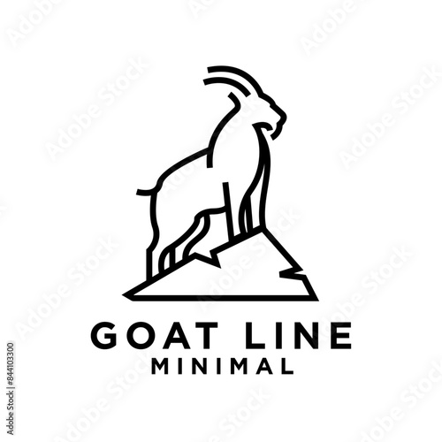 Goat black line logo icon design illustration photo