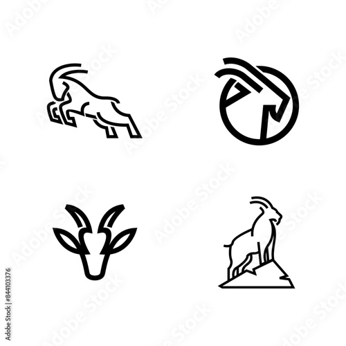 Goat black line logo icon design illustration photo