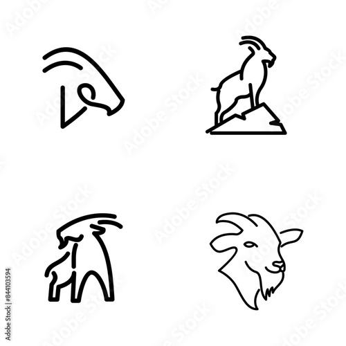Goat black line logo icon design illustration