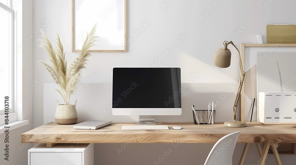 Minimalist Home Office Workspace with Natural Elements Minimalist Home Office Workspace with Natural Elements