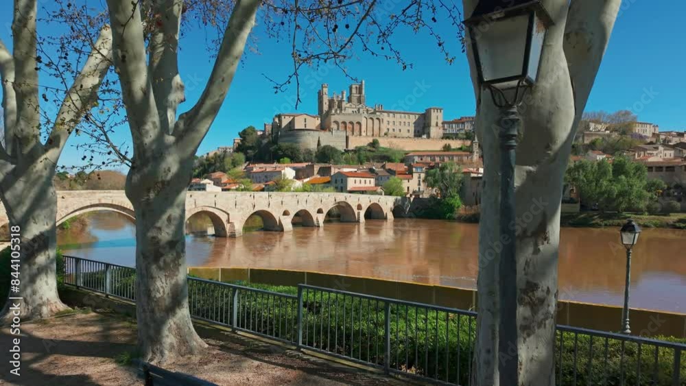 Cityscape of Beziers old town in spring season in France