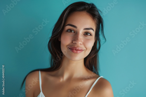 A close up portrait of a young woman with a subtle smile