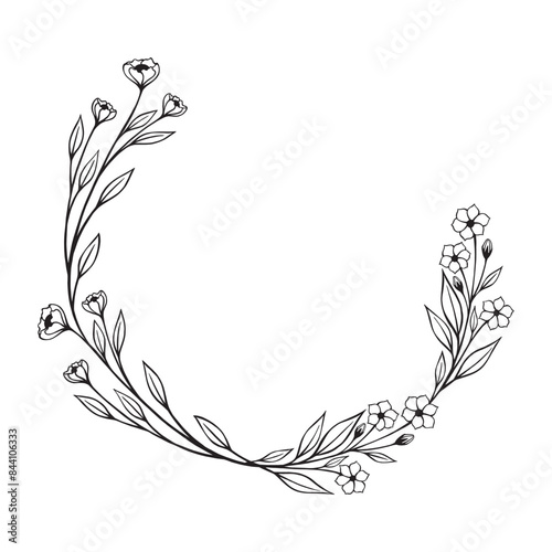 Flower and greenery frame and border