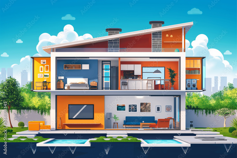 Fototapeta premium Digital Innovation in Architectural Home Design