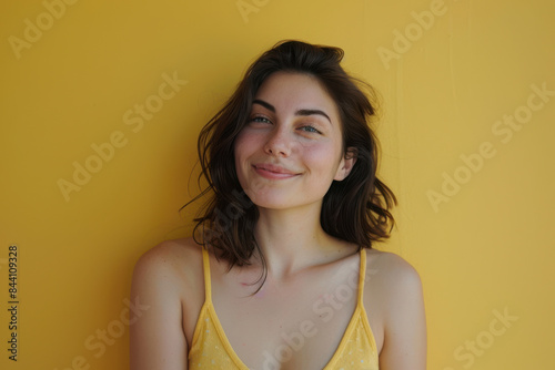 A close up portrait of a young woman with a subtle smile