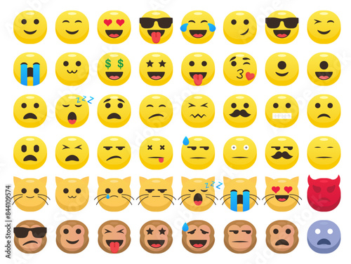 A set of cute emoticon or 'emoji' icons