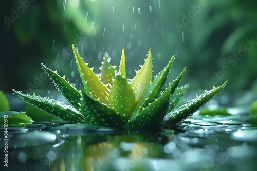 Aloe veras soothing effect on GERD, depicted in a refreshing 3D animation, highlighting natural remedy benefits photo