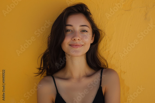 A close up portrait of a young woman with a subtle smile © MagnusCort