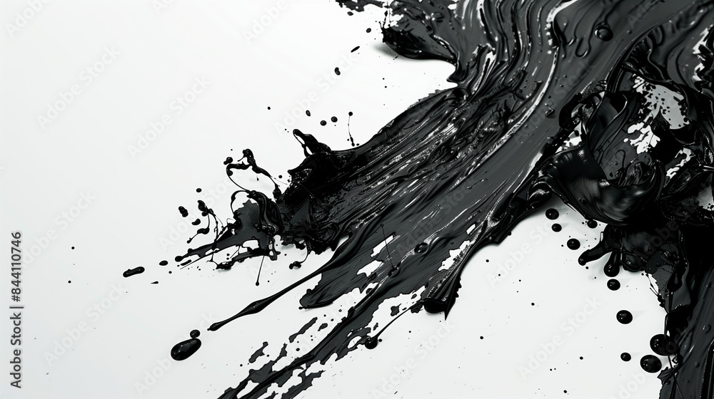 Black blobs, drops of paint on a white background Black blobs, drops of paint on a white background