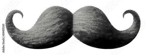twisted men's mustache isolated retro halftone grunge dotted texture cutout collage element