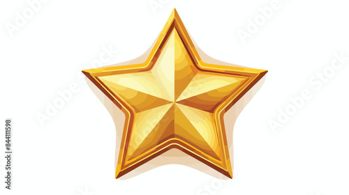 Golden 6 point star badge icon. Clipart image isola