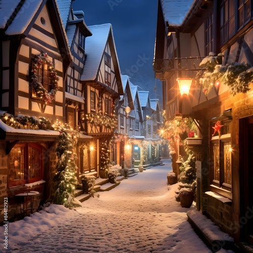Christmas street in the old town of Strasbourg, Alsace, France