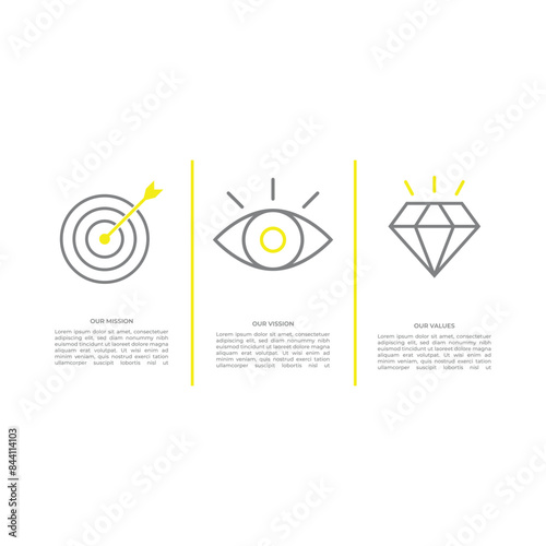 Mission and Vision, Values. Web page template. Modern flat design concept
