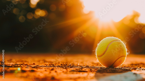 Tennis Ball on Clay Court at Sunset   © CosmoJulia