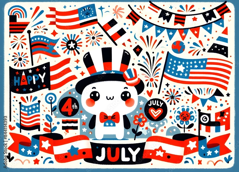 Día de la Independencia, USA, estados Unidos, fiesta, celebración, firework, fuegos artificiales, flag, patriota, colono, americas, ilustración, designio, arte, patriótica, ciudadano, icono, julio