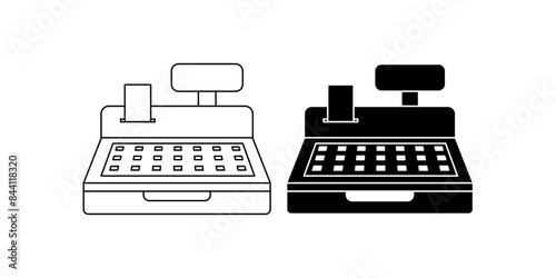 Cash register icon set isolated on white background