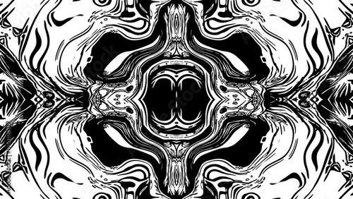 Abstract Black and White Background. Motion Graphics Pattern. Futuristic audiovisual vj seamless loop. 4K Fractal Animation Footage