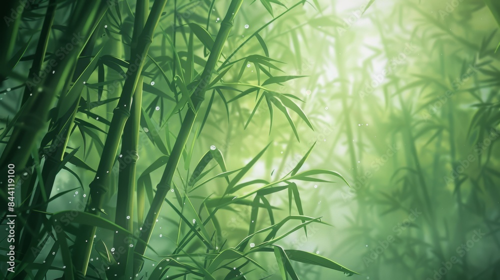 Obraz premium Morning tranquility in an anime-style bamboo forest illustration