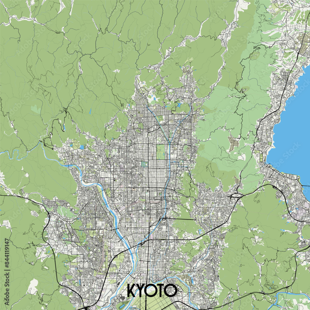 Fototapeta premium Kyoto, Japan map poster art